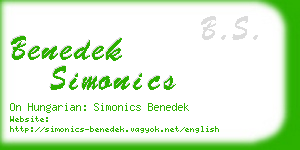 benedek simonics business card